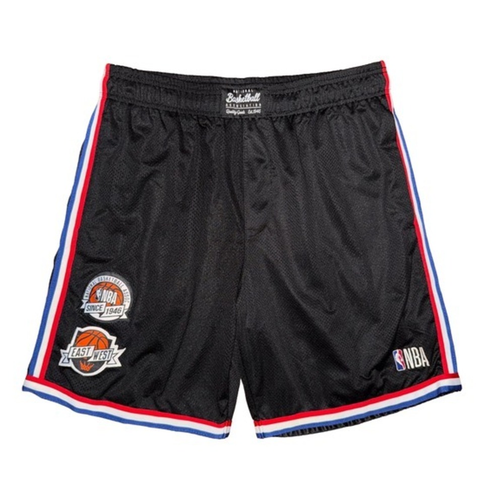 NBA Black East West Patch Mesh Basketball Shorts Athletic Y2K